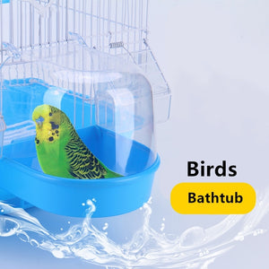 1Pcs Plastic Bird Water Bath Box Bathtub Shower Box Case Parrot for Parakeet Finch Pet Cage Hanging Bowl Birdbath Bird Supplies