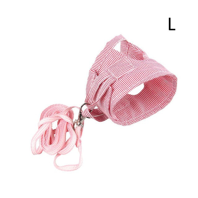 Small Pet Harness Leash Set Guinea Pig Clothes Breathable Plaid Cotton Vest Hedgehog Chest Strap Outdoor Traction Rope 20E